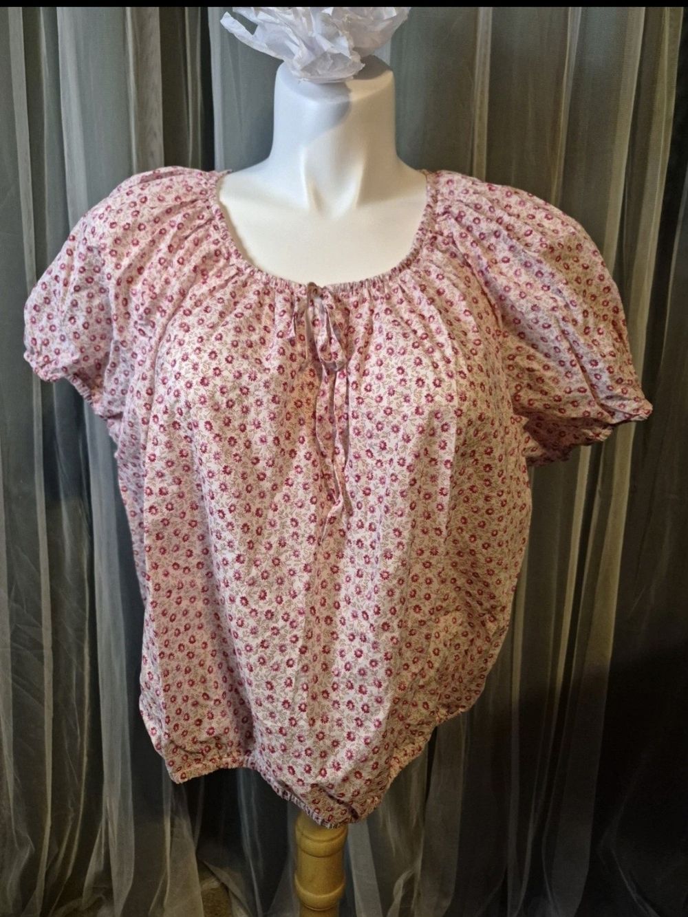 Old Navy Pink Floral Peasant Blouse